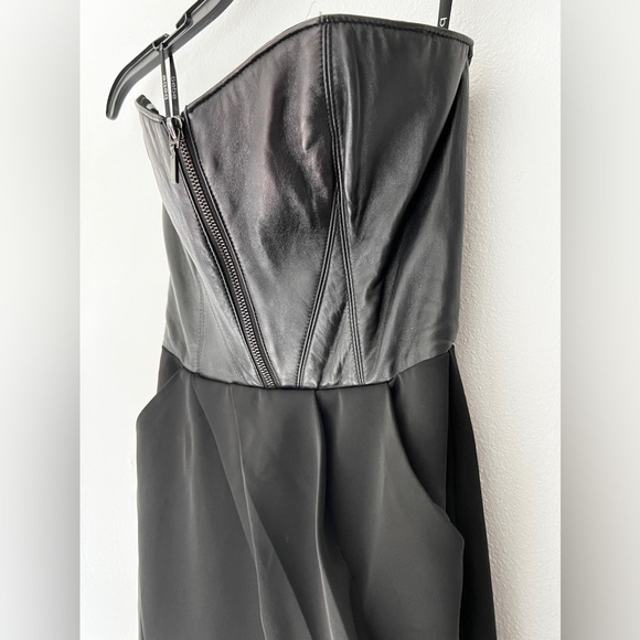 BEBE Leather Black Strapless mini Dress, size 00 - Picture 12 of 14